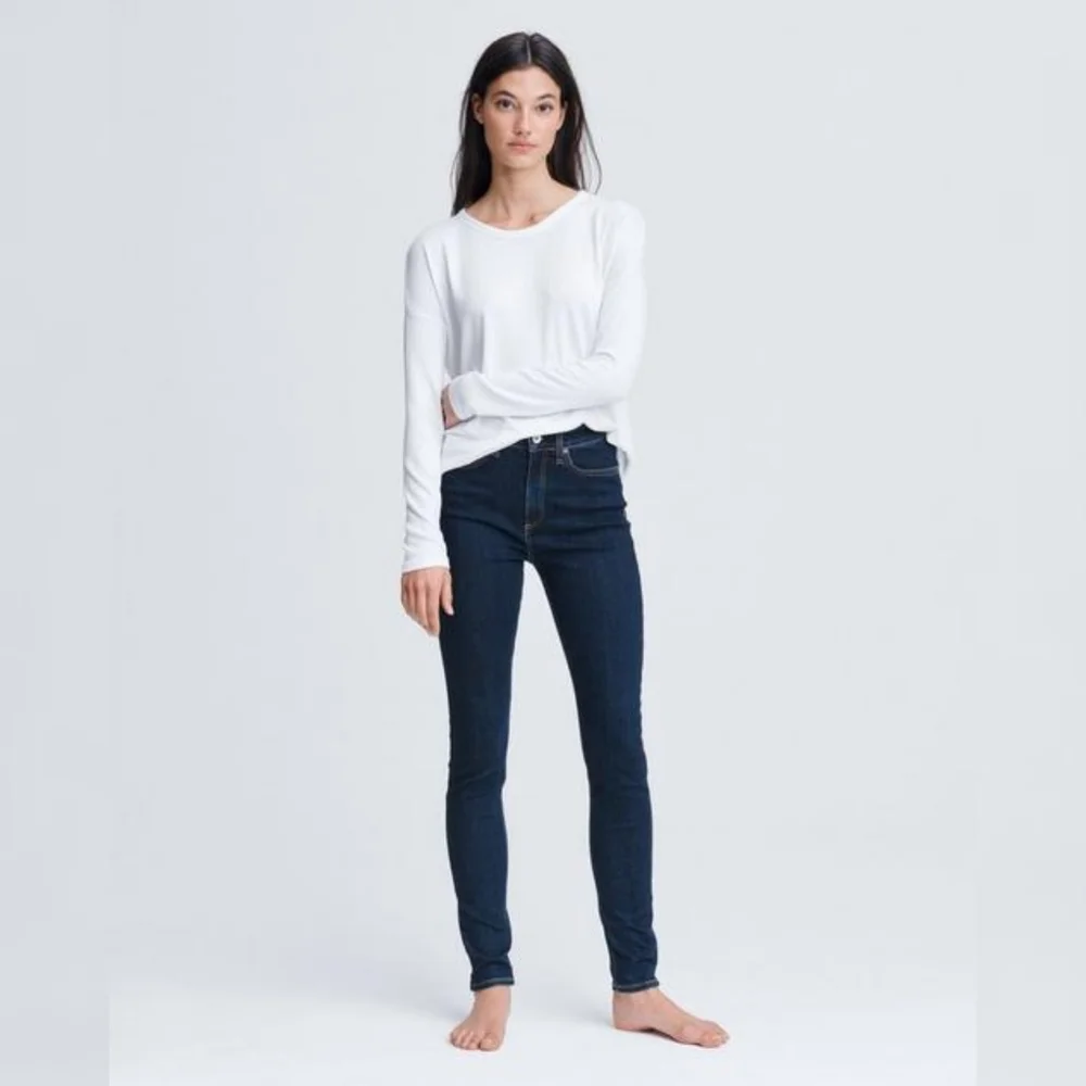 Rag & Bone Nina High Rise Skinny Jeans Marine Blue Dark Wash Denim - Picture 1 of 10